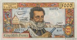 5000 Francs HENRI IV FRANCIA  1958 F.49.05 q.BB