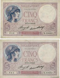5 Francs FEMME CASQUÉE Lot FRANKREICH  1933 F.03.17 S