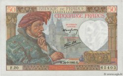 50 Francs JACQUES CŒUR FRANCE  1940 F.19.03 SPL