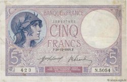5 Francs FEMME CASQUÉE FRANKREICH  1918 F.03.02 fSS