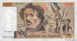 100 Francs DELACROIX modifié FRANCE  1989 F.69.13c TB+