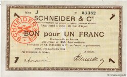 1 Franc FRANCE Regionalismus und verschiedenen Le Creusot 1914 JP.71-05 VZ