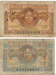5 et 10 Francs TRÉSOR FRANÇAIS Lot FRANCE  1947 VF.29.01 et VF.30.01. G