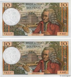 10 Francs VOLTAIRE Consécutifs FRANCIA  1971 F.62.48