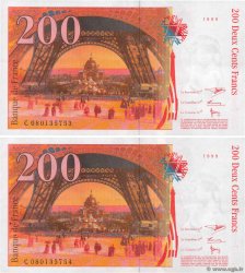 200 Francs EIFFEL Consécutifs FRANCE  1999 F.75.05 XF-