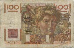 100 Francs JEUNE PAYSAN filigrane inversé FRANCE  1952 F.28bis.01 B