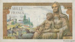1000 Francs DÉESSE DÉMÉTER FRANKREICH  1943 F.40.25 fSS