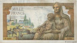 1000 Francs DÉESSE DÉMÉTER FRANKREICH  1943 F.40.17