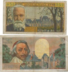5 Nouveaux Francs VICTOR HUGO et 10 Nouveaux Francs RICHELIEU Lot FRANCE  1959 F.56.03 et F.57.01 B+