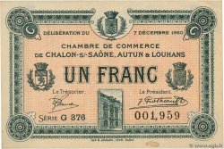 1 Franc FRANCE regionalism and various Châlon-Sur-Saône, Autun et Louhans 1920 JP.042.30 AU