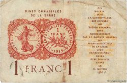 1 Franc MINES DOMANIALES DE LA SARRE FRANCE  1919 VF.51.02 B+