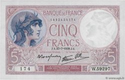 5 Francs FEMME CASQUÉE modifié FRANCE  1939 F.04.03 SPL
