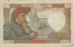 50 Francs JACQUES CŒUR FRANCE  1941 F.19.14 TB