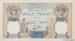 1000 Francs CÉRÈS ET MERCURE type modifié FRANKREICH  1938 F.38.32 SS