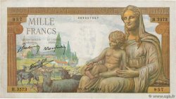 1000 Francs DÉESSE DÉMÉTER FRANCE  1943 F.40.17 TB+