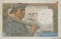 10 Francs MINEUR FRANCE  1947 F.08.18 TB