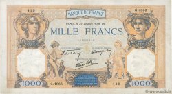 1000 Francs CÉRÈS ET MERCURE type modifié FRANCE  1938 F.38.31 TB+