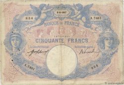 50 Francs BLEU ET ROSE FRANCE  1917 F.14.30 B+