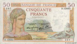 50 Francs CÉRÈS modifié FRANCE  1940 F.18.39