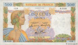 500 Francs LA PAIX FRANCIA  1942 F.32.32 BC+