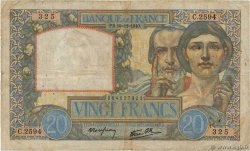 20 Francs TRAVAIL ET SCIENCE FRANCE  1940 F.12.11 VG