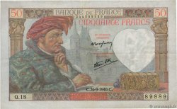 50 Francs JACQUES CŒUR FRANCE  1940 F.19.03 F+