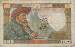 50 Francs JACQUES CŒUR FRANCE  1941 F.19.09 B+