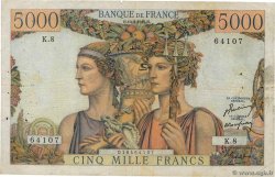 5000 Francs TERRE ET MER FRANCE  1949 F.48.01 VG