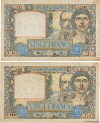 20 Francs TRAVAIL ET SCIENCE Consécutifs FRANCIA  1940 F.12.10 BB
