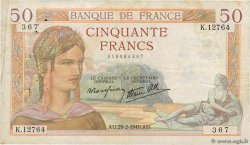 50 Francs CÉRÈS modifié FRANCE  1940 F.18.40 pr.TB
