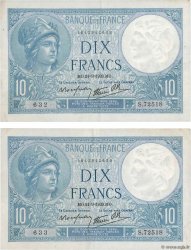 10 Francs MINERVE modifié Consécutifs FRANCE  1939 F.07.08