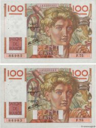100 Francs JEUNE PAYSAN Consécutifs FRANKREICH  1946 F.28.08 VZ