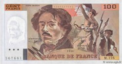 100 Francs DELACROIX imprimé en continu FRANCE  1990 F.69bis.02c AU