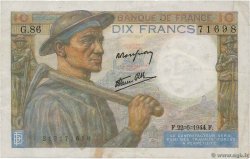 10 Francs MINEUR FRANCE  1944 F.08.11 F+