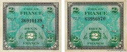 2 Francs DRAPEAU Lot FRANCE  1944 VF.16.01 et VF.16.02 TTB