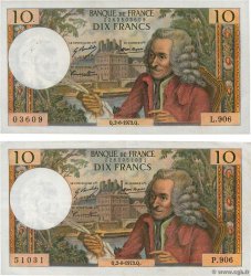 10 Francs VOLTAIRE Lot FRANKREICH  1973 F.62.63