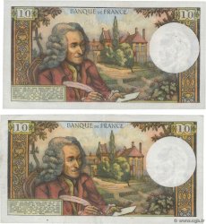 10 Francs VOLTAIRE Lot FRANCE  1973 F.62.63 VF