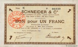 1 Franc FRANCE Regionalismus und verschiedenen Le Creusot 1914 JP.71-06 fSS