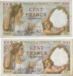 100 Francs SULLY Lot FRANCE  1941 F.26.61 et F.26.63 VF-