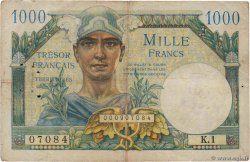 1000 Francs TRÉSOR FRANÇAIS FRANKREICH  1947 VF.33.01