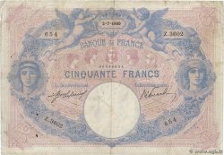 50 Francs BLEU ET ROSE FRANKREICH  1909 F.14.22 S