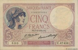 5 Francs FEMME CASQUÉE FRANCIA  1932 F.03.16 MBC