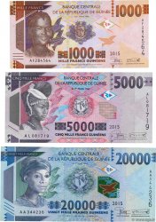 1000, 5000 et 20000 Francs  Lot GUINÉE  2015 P.48a, P.49 et P.50 NEUF