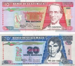 10 et 20 Quetzales Lot GUATEMALA  1990 P.075b et P.076b FDC