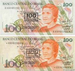 100 Cruzeiros sur 100 Cruzados Novos Remplacement BRAZIL  1990 P.224 et P.224r VF