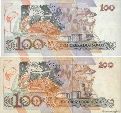 100 Cruzeiros sur 100 Cruzados Novos Remplacement BRAZIL  1990 P.224 et P.224r VF