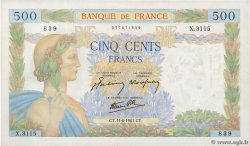 500 Francs LA PAIX FRANKREICH  1941 F.32.18 VZ+
