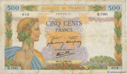500 Francs LA PAIX FRANCIA  1943 F.32.44 q.MB