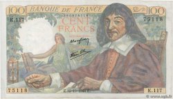 100 Francs DESCARTES FRANKREICH  1944 F.27.08
