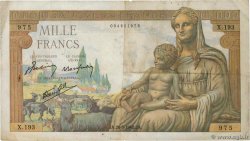 1000 Francs DÉESSE DÉMÉTER FRANKREICH  1942 F.40.01 S